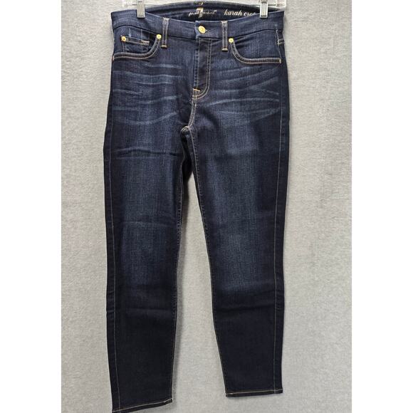 7FAMK 7 For All Mankind Karah Crop Dark Wash Jeans Size 29 - Picture 1 of 5